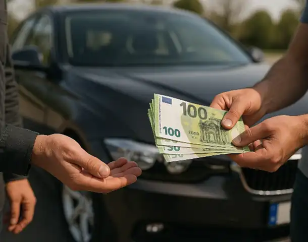 Ein erfolgreicher Barkauf beim Autoankauf in Hamm, bei dem der Kunde sein Geld erhält.